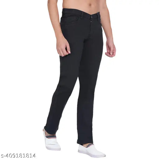 Cotton blend, mid-rise slim fit jeans for men - pack of 3 in solid hue. Versatile, stretchable, and comfortable