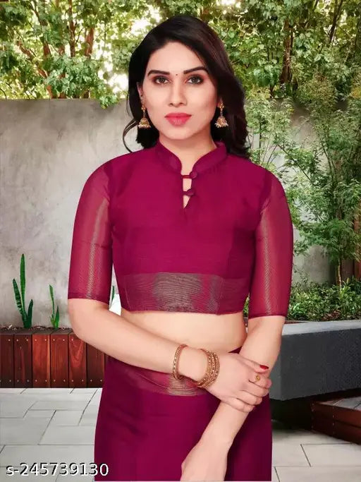 Red cotton Georgette sari with embroidery