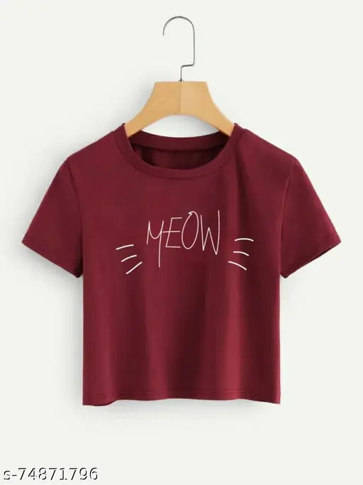 Comfy cotton-blend women's t-shirt with printed net design, short sleeves, available in sizes S-XL. Made in India