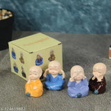 Elegant resin mini Buddha monk set, decorative figures for home decor (India)