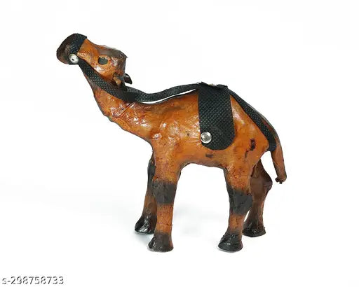 Brown multi-ply rajasthani cart decorated with camels, medium size