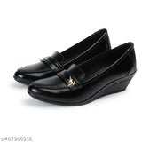 Soft synthetic leather office bellies for women, lightweight and water-resistant ballerina shoes with buckle closure