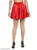 Velvet high-waisted red skater skirt, versatile and flared with a shimmery sheen for parties or dates