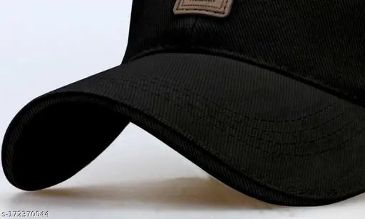 Black cotton baseball cap with self-design sporty print and adjustable fit, featuring black LED band watch combo - Men's and Boys' Ediko cap