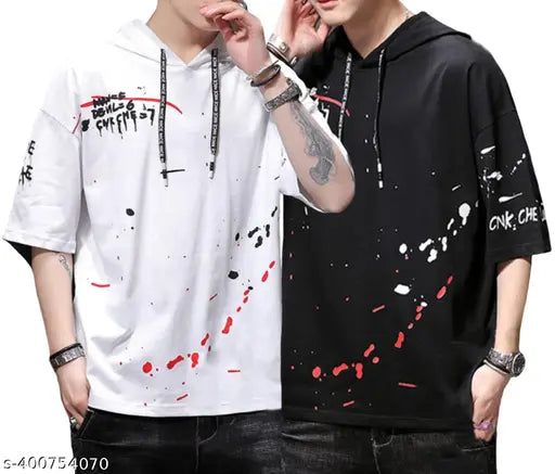 Men's cotton printed half-sleeve T-shirt, long sleeves, India origin