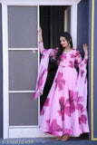 Georgette gown with dupatta, printed, long sleeves, women's fashion, Indian bridal wear