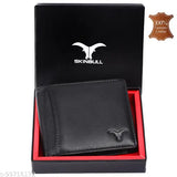 Black top grain leather RFID-blocking men's wallet with 2 compartments, ideal for everyday use and gifting