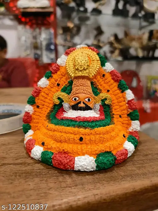 Handcrafted poly resin statue of Lord Baba Khatu Shyam, ideal for home office and car dashboard puja/pooja