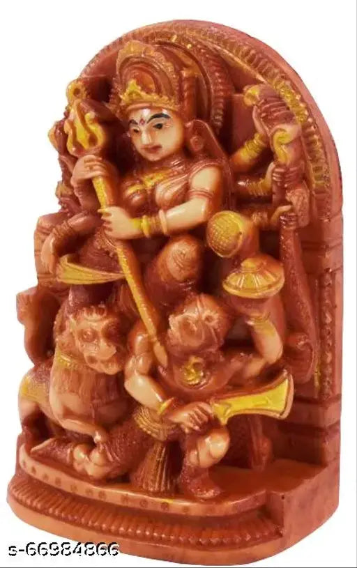 Brown ceramic Durga statue, 10cm real craft marble dust God Idol for Pooja home decor