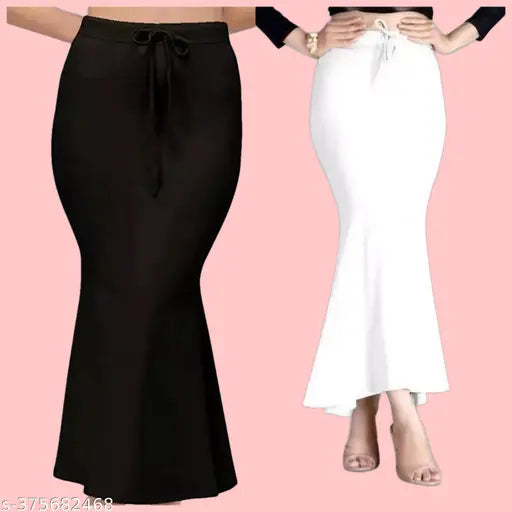 Black Lycra drawstring and elastic saree shapewear, fish cut petticoat for women's ethnic wear