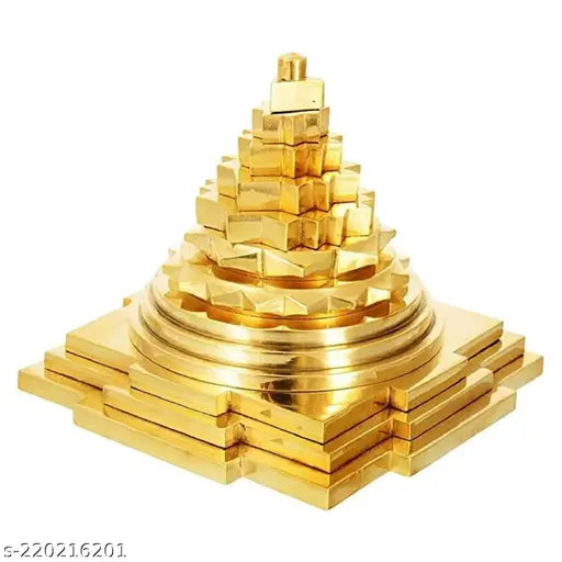 Brass Shree Yantra, intricate 2-inch Vastu decorative item from India