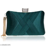 Deep blue velvet evening clutch with crisscross design, metal diamond accents, tassel, fashionable lady handbag