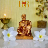 Copper-colored statue of Chhatrapati Shivaji Maharaj with Shivaji murti design, part of HR Enterprises SM 101 collection, suitable for home decor, office decoration or gifting, displayed in a showpiece stand