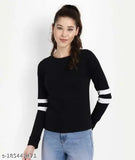 Cotton blend, solid-patterned full sleeve T-shirt for women, long sleeves, size S-XXL