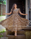 Georgette Chitas Kurti, digital printed Indian gown with full inner length 52 inches, exclusive Sabyasachi design