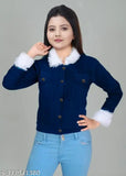 Solid denim women's jacket, three-quarter sleeves, XL size from India
