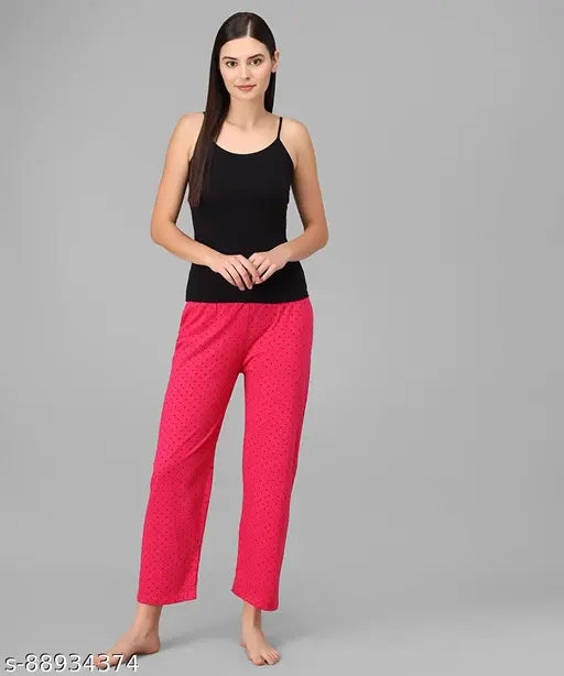 Printed cotton loungewear pants for women