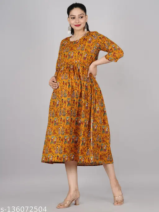 Rayon women's printed zip kurti & kurta, three-quarter sleeve, single size options XS to XXXL