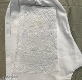 White embroidered Cotton Lycra pant for women, side pocket. M: 34in/37in, L: 36in/37in, XL: 38in/37in, XXL: 40in/37in. Indian Chikankari design