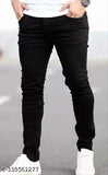 Cotton lavish men's jeans, solid black design, size 26-32 from India