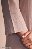 Viscose kurta set with dupatta and dhoti pants, self-designed net, three-quarter sleeves, Indian attire for women on mannequin