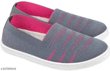 GreyPink synthetic slip-on printed belly shoe for ladies, Walkaroo Go BELLY SHOE on model