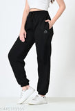 Maroon and black women's woolen fleece combo jogger pants for winter - soft fleece fabric, elastic waistband, adjustable drawstring, two side pockets