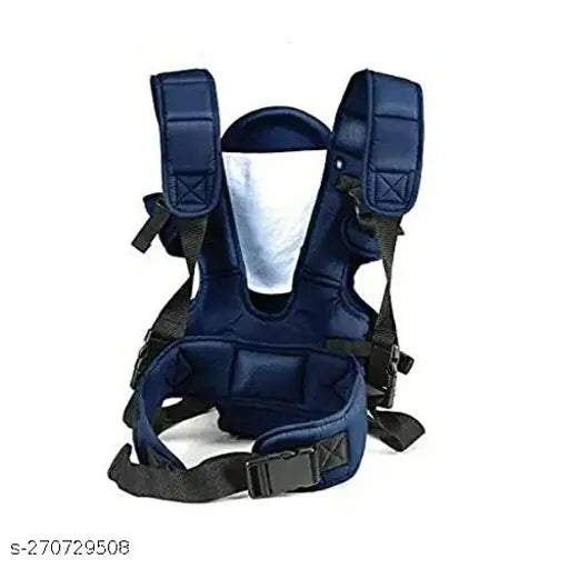 Blue ergonomic baby carrier with kangaroo design and carrying basket, adjustable sling for front & back use, made from premium breathable fabric