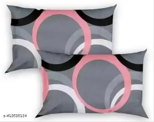 Grey & Black geometric printed super soft cotton fitted double bedsheet with 2 matching pillow covers - ideal for summer and elevating bedroom decor