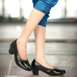 Trendy synthetic women's bellies, PU pumps with closed back, stylish footwear in sizes IND-4, IND-5, IND-6, IND-7 - India origin