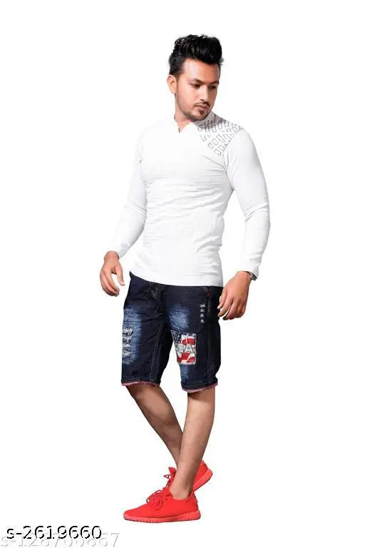 Classy cotton casual long-sleeve t-shirt with printed net pattern, made in India