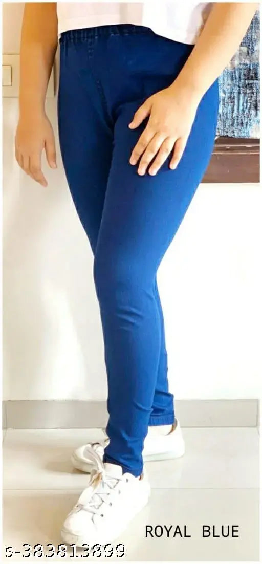 Denim elastic belt jegging for women - solid, comfortable waist size 28-44, India origin
