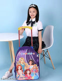 Purple waterproof Indian Riders school trolley bag, durable polyester net, suitable for kids' school essentials
