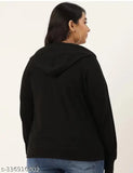 Plus-size fleece zipper hoodie with printed pattern, long sleeves. XL (44in bust, 26in length). Made in India