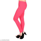 Stretchable Lycra jeggings pack (2), solid-colored, women's fashion trousers from FeelBlue, made in Elastane cotton fabric, featuring side pockets, India-made