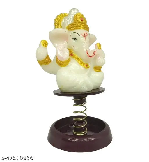 Adhvik Shree Lord Ganesha Radium Statue, resin-carved Hindu deity for home or car decoration, multi-colored poly resin, Indian origin