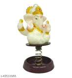 Adhvik Shree Lord Ganesha Radium Statue, resin-carved Hindu deity for home or car decoration, multi-colored poly resin, Indian origin