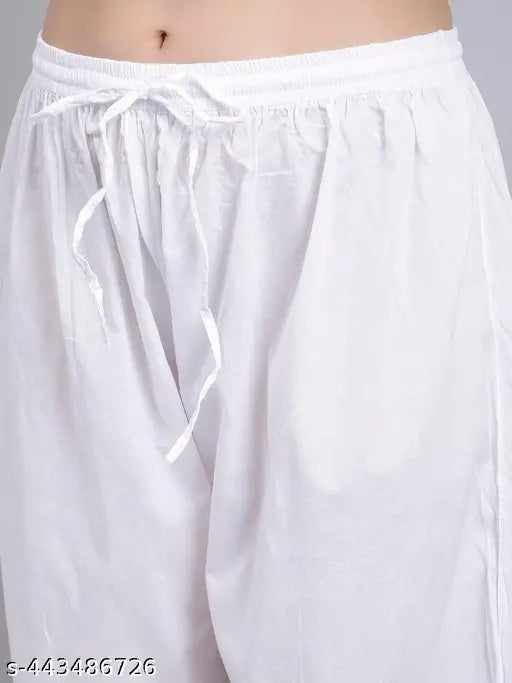 White chikankari cotton pants, regular fit