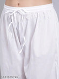 White chikankari cotton pants, regular fit
