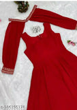 Georgette fancy kurta set with three-quarter sleeves, ready to wear, Indian ethnic clothing in solid color options from XL to 5XL