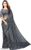 Embroidered net saree with running blouse, Banita Alluring Sarees, India