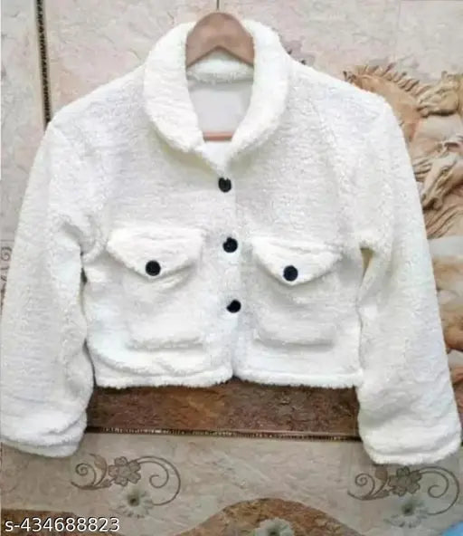White wool long sleeve sweater for women, solid design, new style from India
