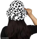 Black and white bucket hat with reversible design, for women, teens, ladies and girls, suitable for summer accessory, beach wear, travelling, track tracking, cream color