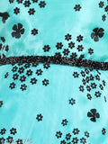Rama green net party dress, embellished toy balloon design for kids (2-11 years)