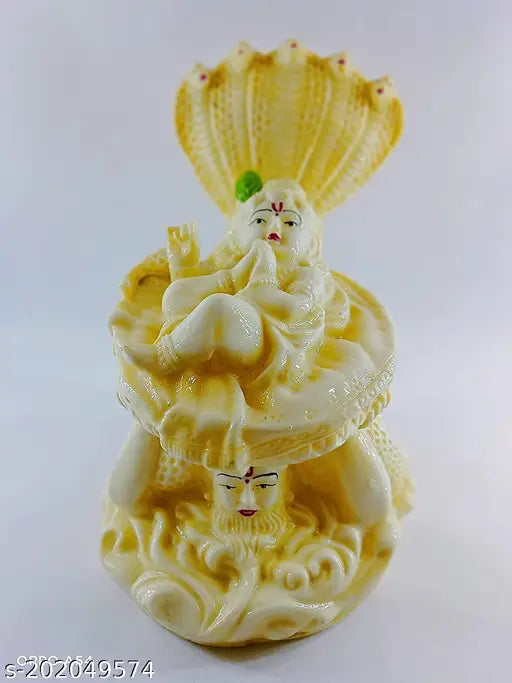 Warm White Krishna Vasudev Idol Statue, Poly Resin God Figurine for Home Decor, Indian Artisanal Craft