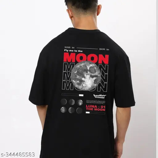 Black cotton blend oversized graphic print men's t-shirt with panda design, perfect for casual wear