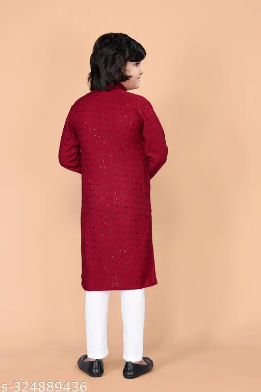 Embroidered chiffon kurta pyjama sets for kids, premium 100% cotton, gentle on baby's skin, Indian origin