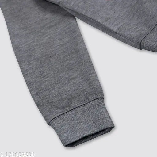 Comfy wool printed unisex hoodie with long sleeves, 2 side pockets, and ribbed cuff for kids aged 4-9. MYY brand, made in India