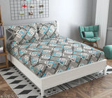 230x230 Soniasaa double bedsheet, 220TC soft brushed cotton-blend, checkered pattern, wrinkle-free, ideal for adult summer use