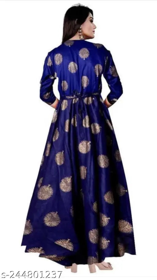 Blue Rayon Anarkali Printed Kurti for Women and Girls, stylish party wear